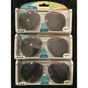 Solar Shield Clip-On Sunglasses Foster Grant's 54 Sq 5 NEW! Lot Of Three.